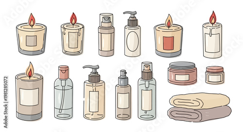 Bathroom spa products and towels.