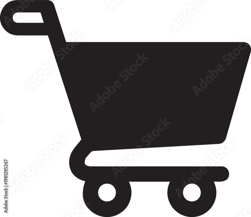 Shopping Cart Icon Silhouette for E-commerce Retail Store, Online Checkout, and Grocery Market App Interface Design