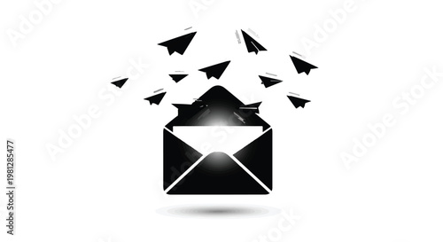 email marketing concept with flying papers