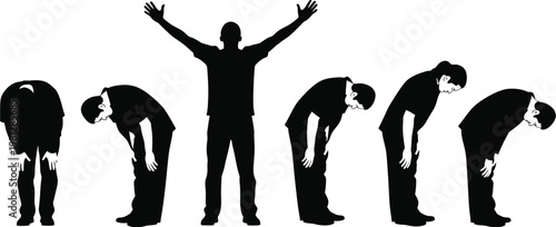 The progression of human posture from slumped to triumphant and back again Vector