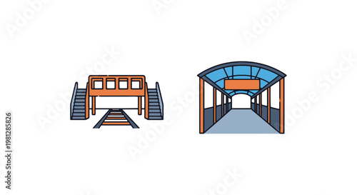 station walkway Line art clean abstract vector