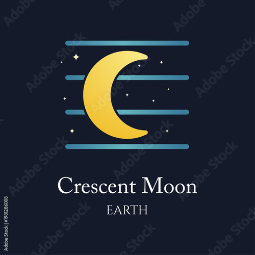 Crescent moon earth element symbol icon