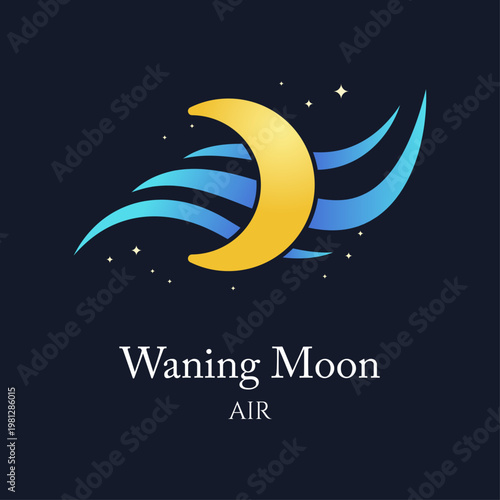Waning moon air element symbol icon