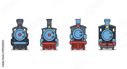 Steam Engine Line art vector minimal simple shapes illustration