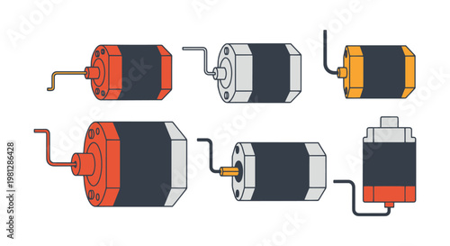 Stepper Motor Line art vector abstract clean decorative illustration