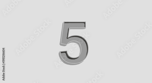 Minimalist digital representation of the number five in a neutral gray color palette