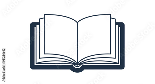 Minimalist Open Book Icon on White Background Depicting Study and Education Themes
