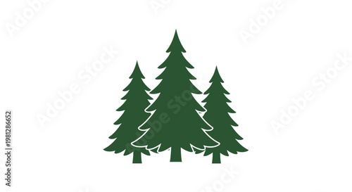Minimalist Illustration of Three Evergreen Trees Against a White Background