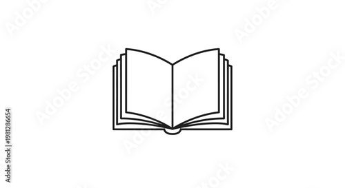Minimalist Open Book Illustration on White Background for Educational or Literary Themes