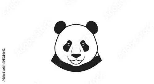Minimalist Panda Head Illustration Against a White Background: Vector Art Style Design