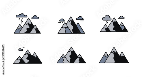 Stormy Mountain Line art clean decorative abstract vector