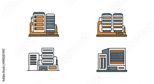Futuristic Data Centers Line simple abstract vector