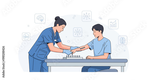 Nurse Applying Bandage to Patient's Arm for Medical Treatment