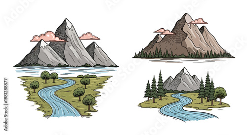 Mountain Landscape with River.