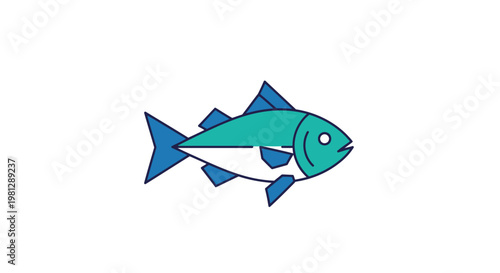 Minimalist illustrated fish artwork on white background, suitable for diverse creative projects