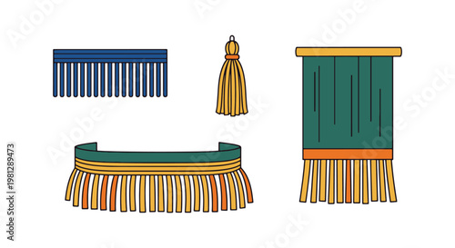 Fabric Fringe Line art vector creative abstract color