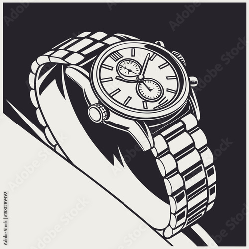 A watch with a metal band and white face