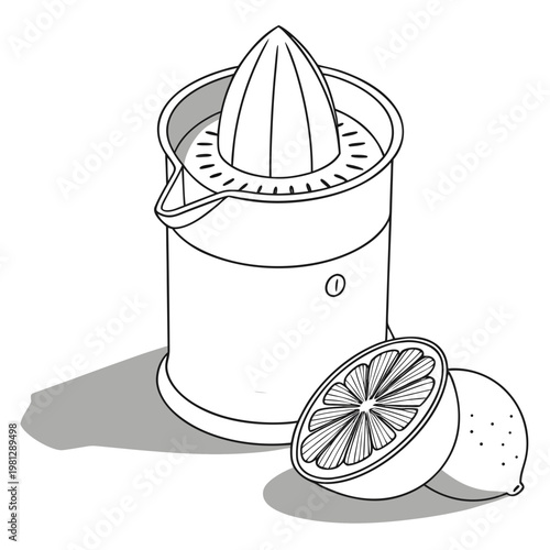 Manual juicer with lemon cut in half