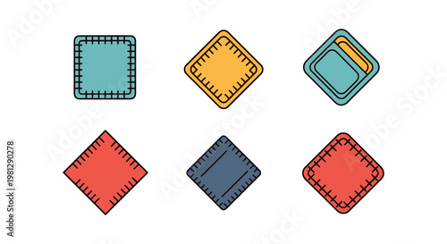 Fabric Patch Piece Line art modern graphic abstract vector