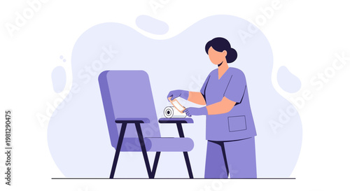 Nurse Applying Bandage to Patient's Arm in Medical Clinic