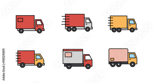 Freight Delivery Line art minimal abstract color design vector