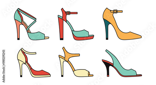 Designer Heels Line art vector minimal clean shapes illustration