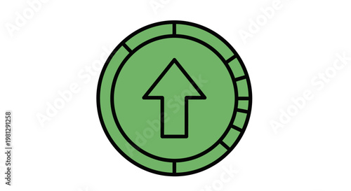 Green circular arrow icon representing upward movement and progression vector image