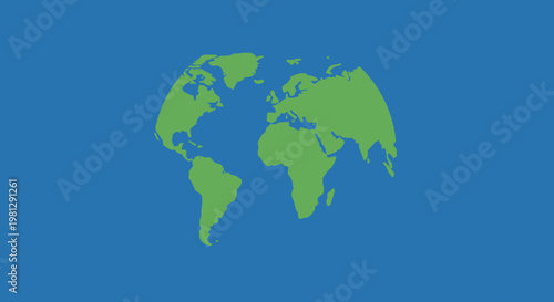 Green Earth silhouette on a blue backdrop, global illustration, world representation