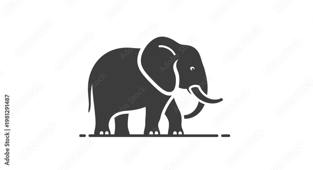 Fototapeta premium Minimalist Silhouette of an African Elephant Representing Strength and Majesty