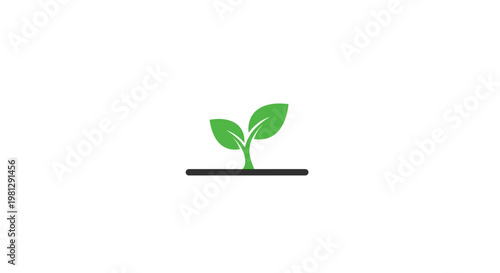 Minimalist representation of plant growth, sprouting leaves, and eco-friendly symbology