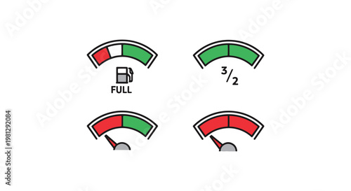 Fuel Gauge Line art vector minimal abstract color shapes