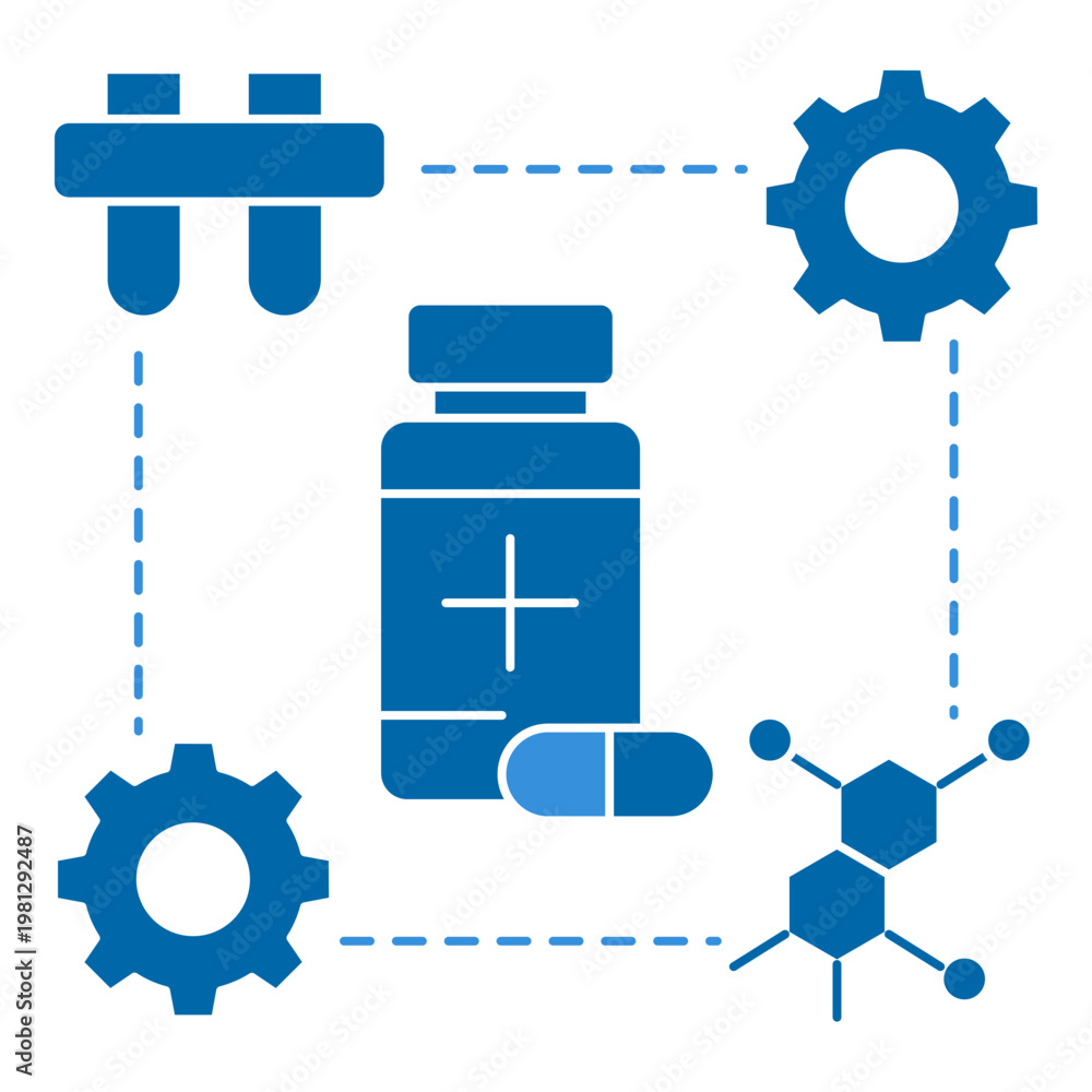 Fototapeta premium Pharmacy Healthcare Icon with Medication Supply