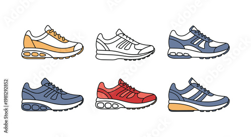 Cushioned Running Shoes Line abstract clean shapes illustration