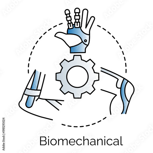 Prosthetic Technology Outline Icon with Mechanical System