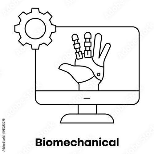 Bionic Engineering Icon with Robotic Arm