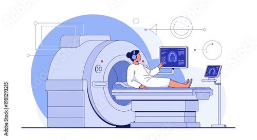 Patient Undergoing Medical Scan in Modern Diagnostic Imaging Machine