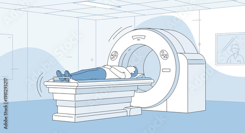 Patient Undergoing Medical Scan in Modern Diagnostic Imaging Machine