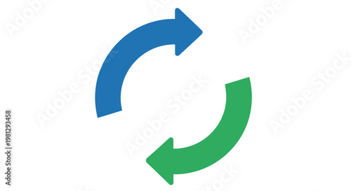 Abstract illustration of two curved arrows indicating a cycle or repetition process