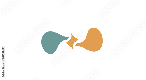 Abstract illustration of two interconnected forms with a central linking element