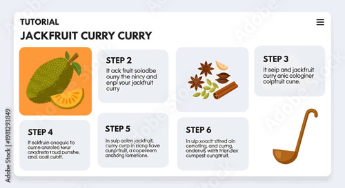 Jackfruit curry recipe steps infographic