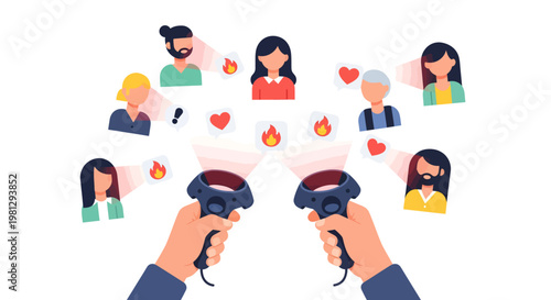 People interacting with social media and online content