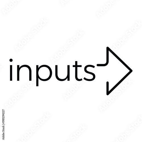 Inputs text with right arrow indicating data entry process