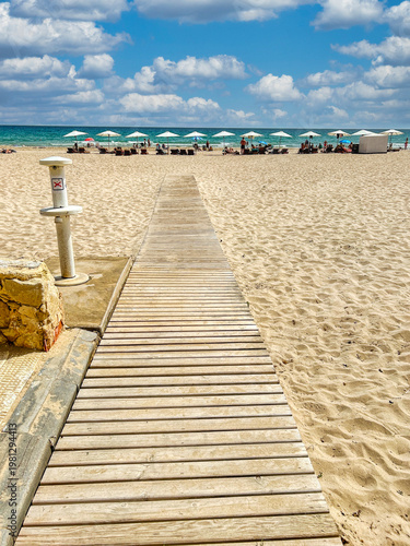 Wooden walkway providing access to Muchavista Beach in El Campello