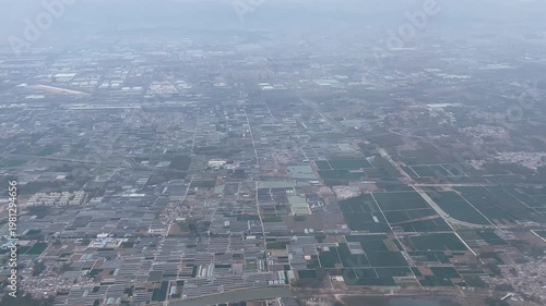 Flying over Jinan city in China