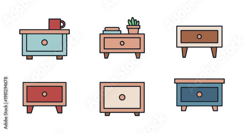Floating Nightstand Line art creative pattern abstract vector