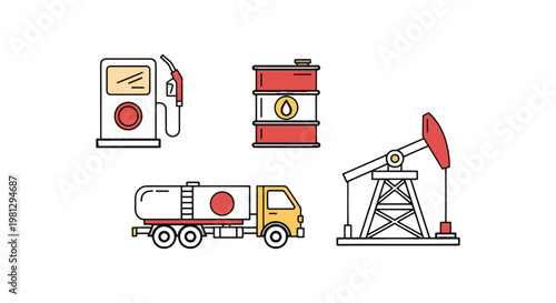 Fuel Industry Equipment Line clean abstract color design