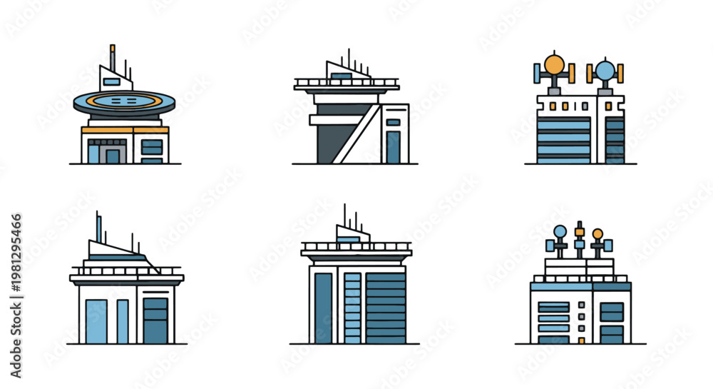 Fototapeta premium Futuristic Skyscraper Rooftop clean modern abstract illustration