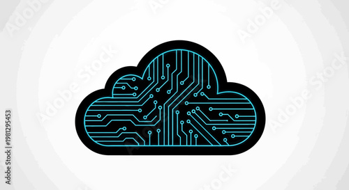 Conceptual representation of cloud computing technology and digital circuitry design