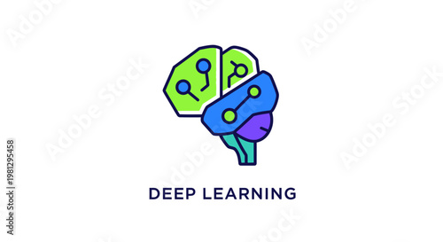 Conceptual representation of deep learning and artificial intelligence illustration