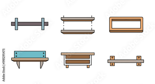 Floating Shelf Line art vector simple abstract colorful
